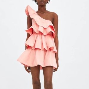 Zara limited edition ruffed asymmetric dress